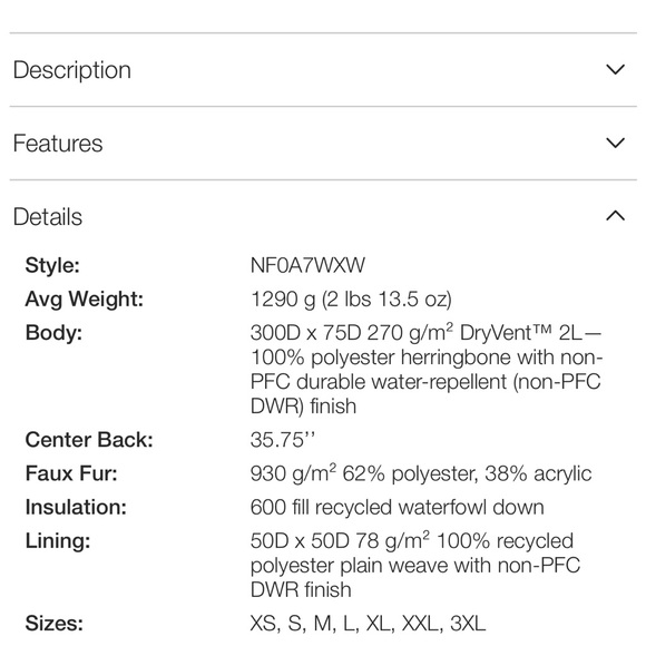 North face parka jacket - Picture 3 of 5